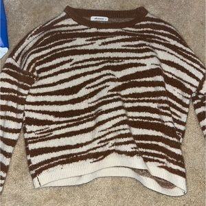 Brown/white or cream comfy animal print sweater